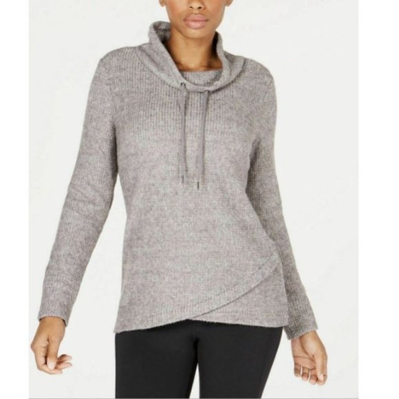 Ideology Sweaters - Ideology Cowl-Neck Tulip-Hem Sweater Top Gray M